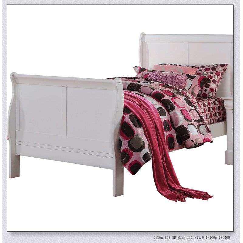White Full Sleigh Bed, Full, White