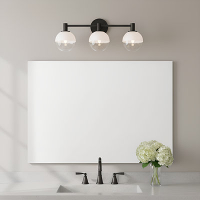 Applique murale de salle de bain Sean Lavin Lillias avec abat-jour en verre transparent Milk