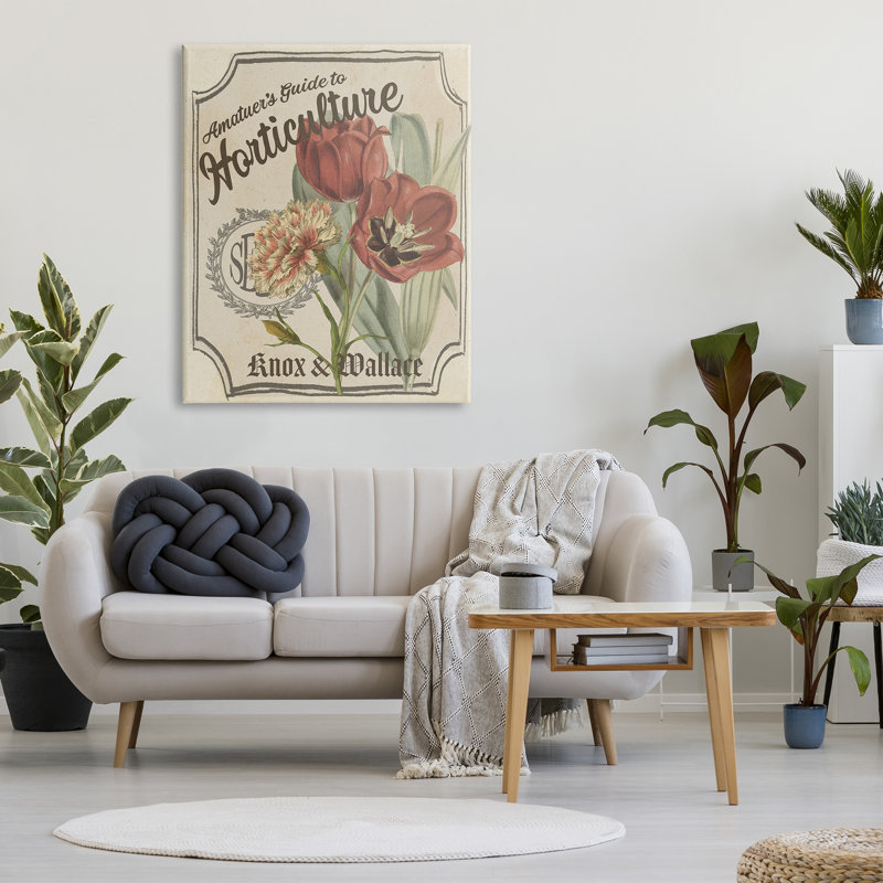 Art mural sur toile tendue en graine antique par tulipe rouge, H 48 po x l 36 po, Toile tendue