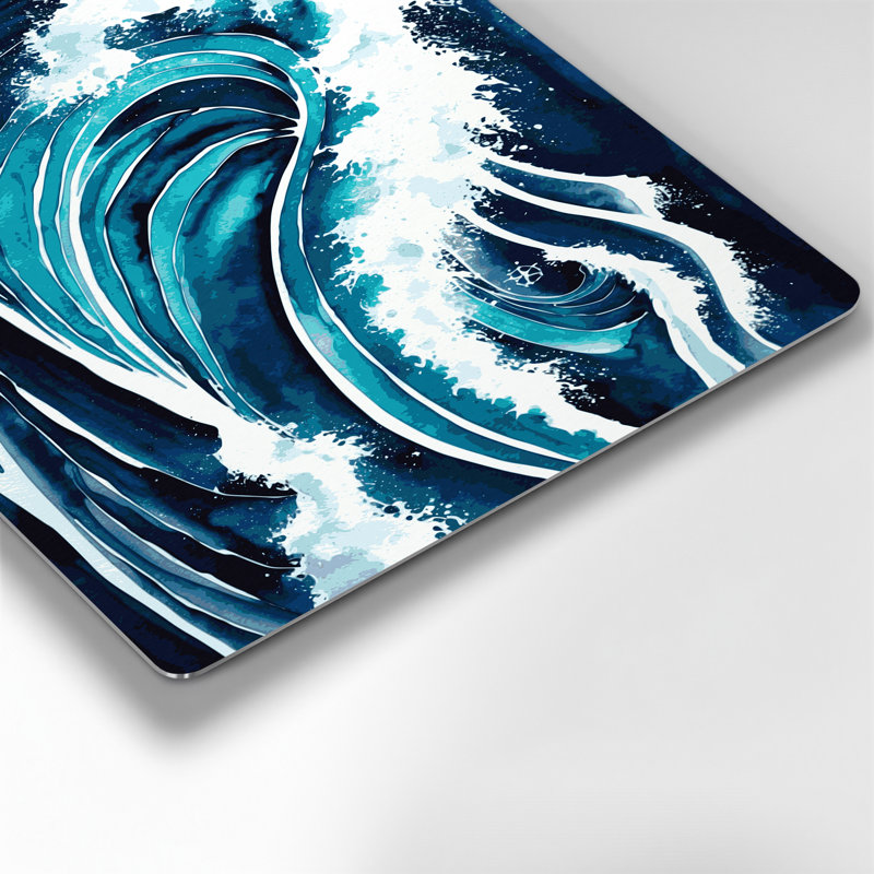 Nautical Waves patterns Blue Metal Wall Art, 8" H x 10" W x 0.05" D