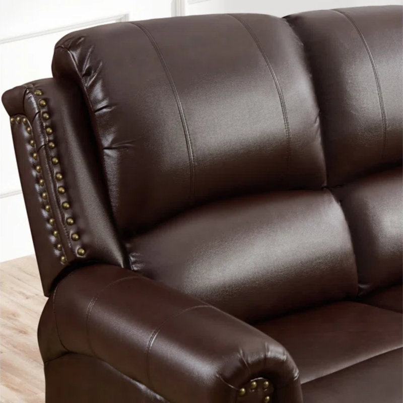 97.64” Wide Retro Nailhead Trim Faux Leather Electric Reclining 3-Seater Sofa With USB/Type-C Ports, Side Pocket & Center Console
