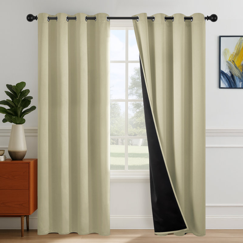 Ensemble de 2 rideaux occultants et isolants avec œillets pour chambre à coucher et salon, Beige clair, L 52 po x L 72 po