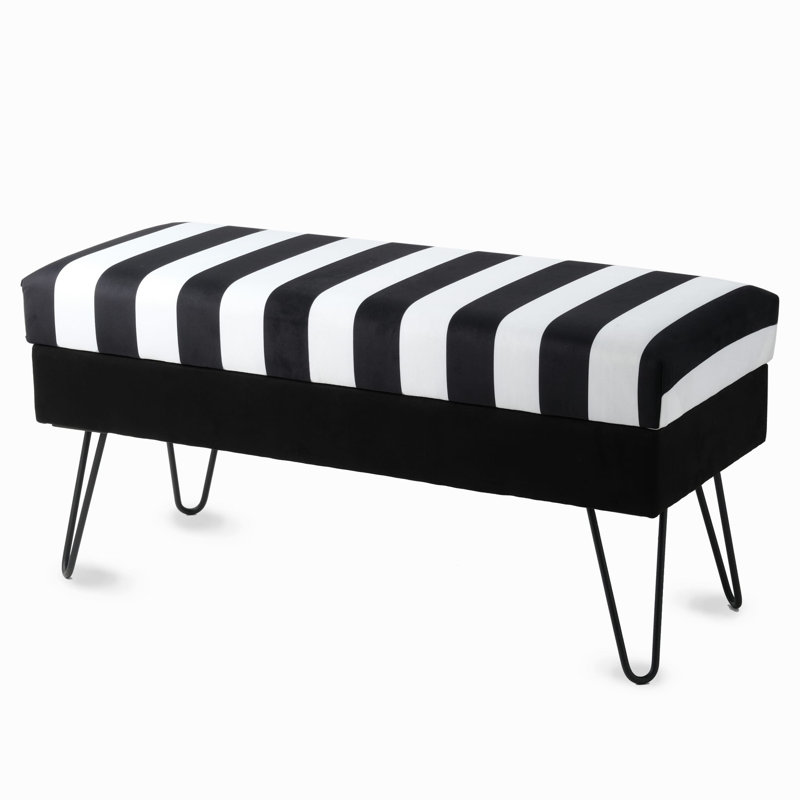 Duxbury Velvet Upholstered Storage Bench, H49 x W120 x D30cm