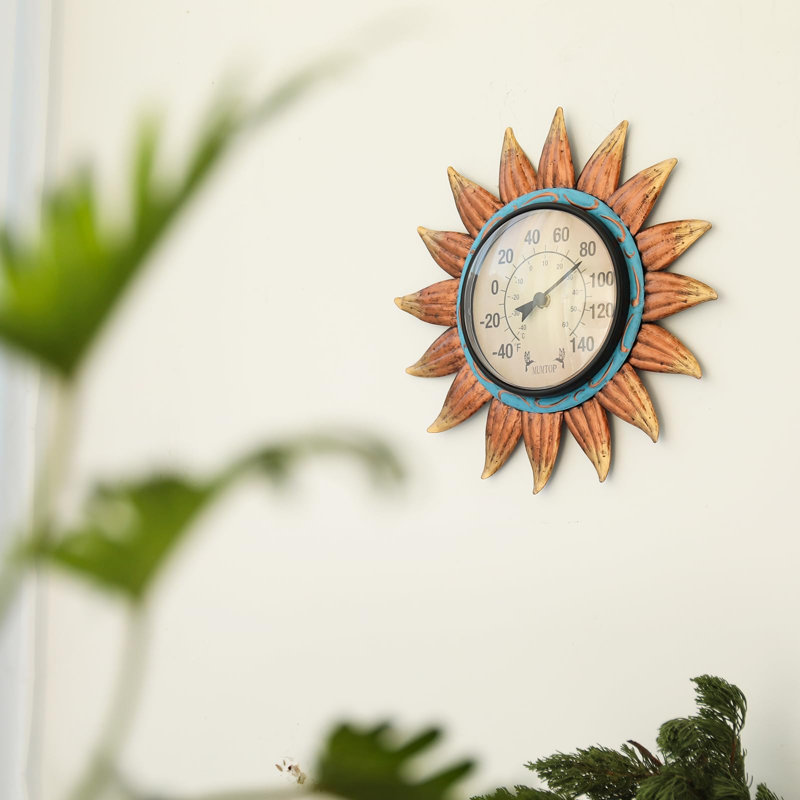 Thermomètre d'extérieur - Thermomètre mural tournesol