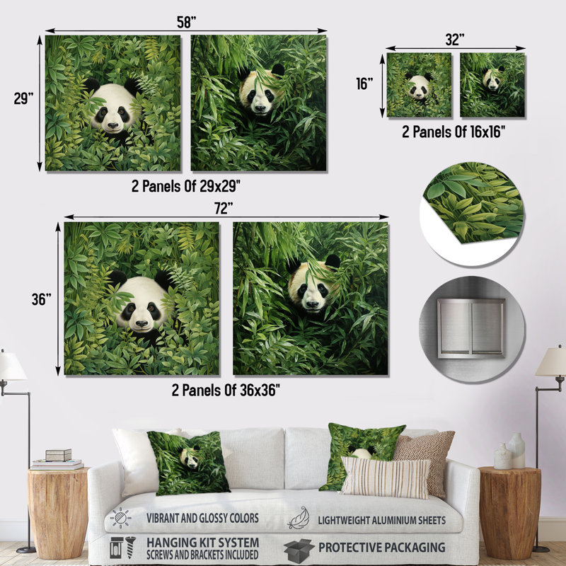 Feuillage Peekaboo Panda I - Panda, H 36 po x l 72 po