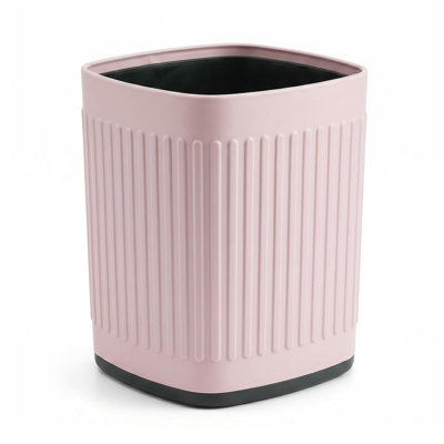 Metal Smal Bathroom Trash Can,1.8 G/ 7 L, Waste Basket, Pink | Metal Construction, Non-Slip Base, Waterproof, Sturdy and Drop-resistant, Open-Top, for Bedroom, Living Room, Office, Bathroo