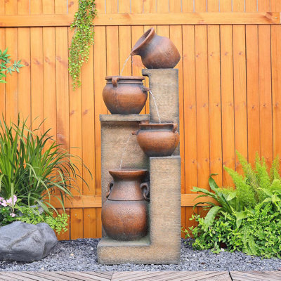 Hand Crafted Weather Resistant Floor Fountain with Light
