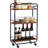 Slim Storage Cart, 3-tier Narrow Cart With Handle, 7.5''w Slide Out Rolling Utility Cart Mobile Shelving Unit Organizer For Small Spaces Kitchen Laundry Narrow Places, Rustic Brown Bf18tc01