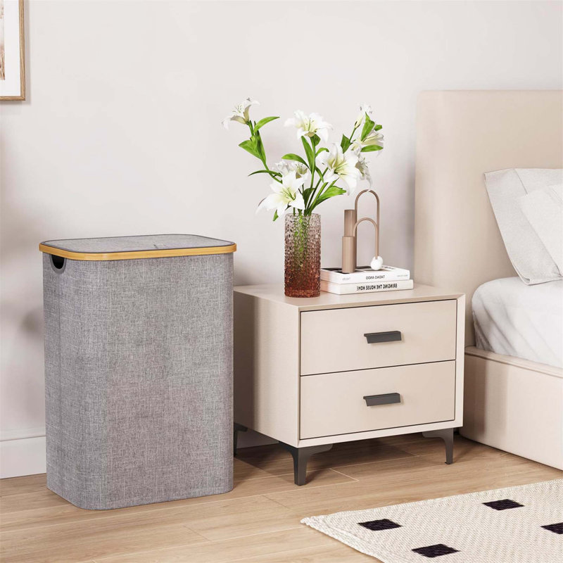 Bhargava Laundry Hamper with Handles, Light Grey