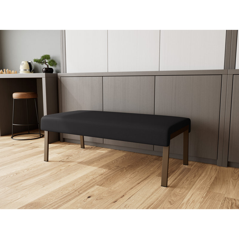 Banc en métal 2 places Waterfall, Portes ouvertes noir - tissu de couleur unie, Bronze