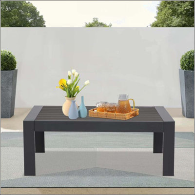 Table basse d'extérieur toutes saisons en aluminium, table rectangulaire moderne d'extérieur