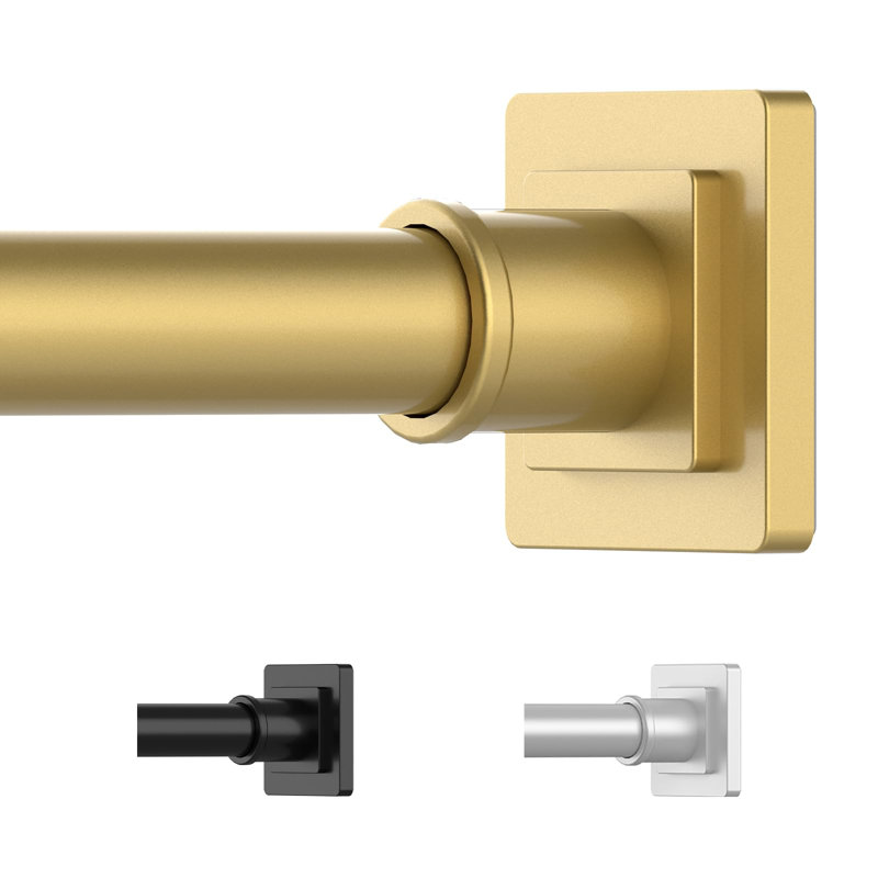 Adjustable Matte Gold Tension Shower Curtain Rod Kit