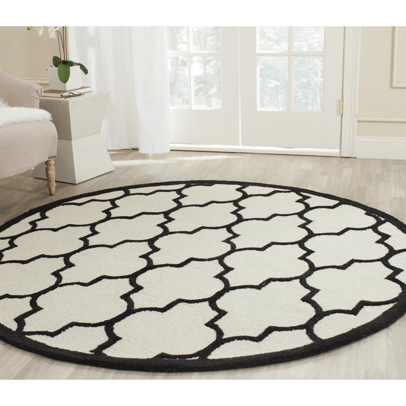 Cannen Hand Tufted Wool Geometric Rug, Round 6'