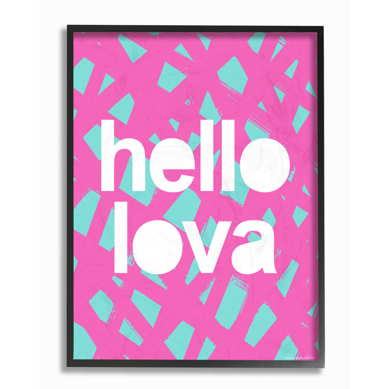«Hello Lova Abstract Lines», art mural sur toile par House of Lulu, H 14 po x l 11 po x P 1,5 po, Giclée encadrée noir minuit