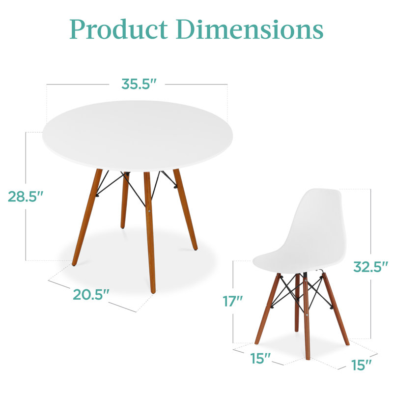 White and Walnut Mid-Century Modern 5-Piece Dining Set