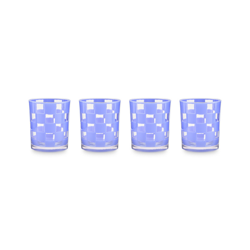 Blue Check Acrylic Tumblers, Blue/Clear