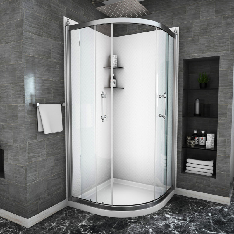 Enceinte de baignoire et douche 36 po x 75 po, encadrée, cadre de porte en verre trempé de 6 mm, modernisation de la salle de bain