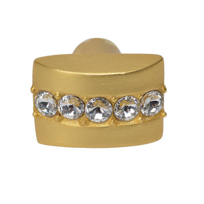 Caché rectangle knob with center of 5 rivoli Swarovski Aurore Boreale Crystalsin Antique Brass