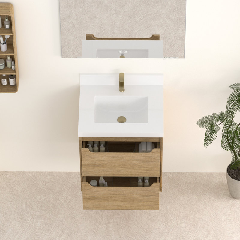 Meuble-lavabo simple 24 po avec comptoir en quartz et dosseret