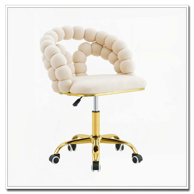 Chaise de bureau pivotante moderne en velours avec dossier à bulles, chaise de bureau roulante pour bureau