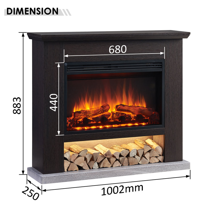 FLAMME Beadell Electric Fireplace with surround with 2kW Fireplace Heater Multiple Colours Available, Espresso Oak