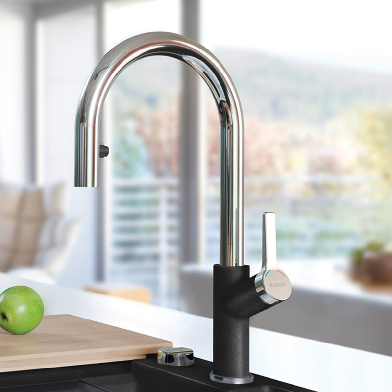 Urbena Pull-Down Dual-Spray Kitchen Faucet, Anthracite/Chrome