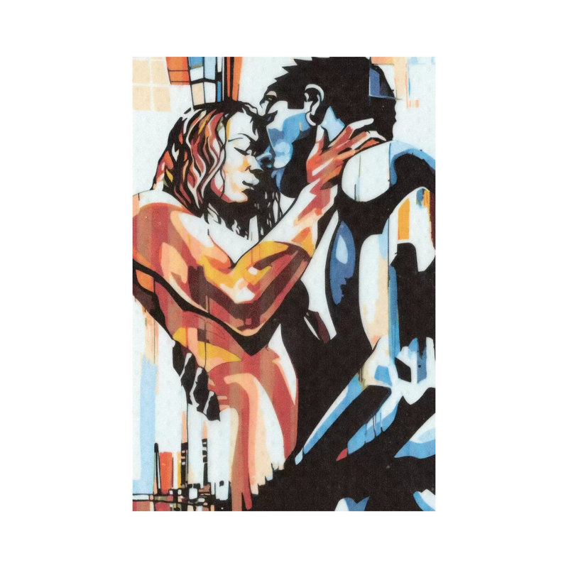 Colourful Embrace I by Fernan Mora - Painting on Canvas, 20.32 cm H x 30.48 cm W, Wrapped Canvas