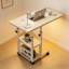 Table d'appoint industrielle mobile à hauteur réglable, table d'appoint roulante en C avec tablettes de rangement, table de bout pour le bureau de la chambre à coucher, aspect bois rustique, blanc-2045789785