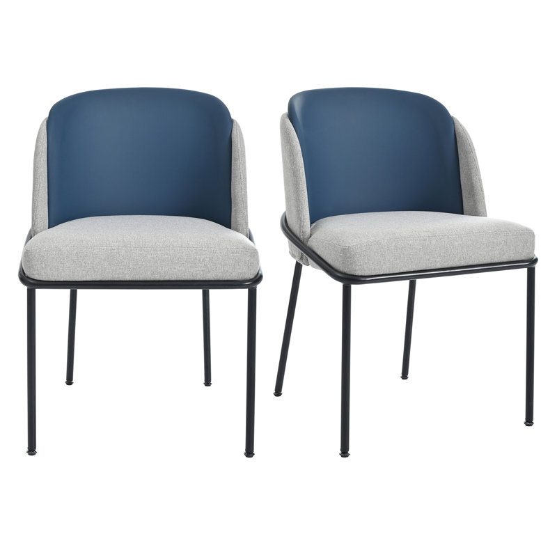 Chaise d'appoint moderne, chaise de lecture rembourrée avec pieds en métal, Bleu