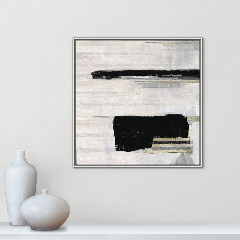 «La Bande II» par Sally Swatland, Cadre flottant blanc, H 31,5 po x l 31,5 po