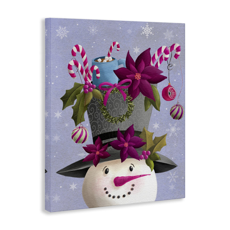 «Snowman with Festive Hat Ornement», art mural par Regina Moore, H 20 po x l 16 po