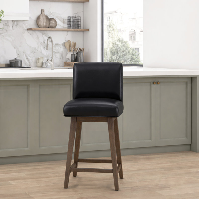 Tabouret pivotant réglable en bois et rembourré Wyndham