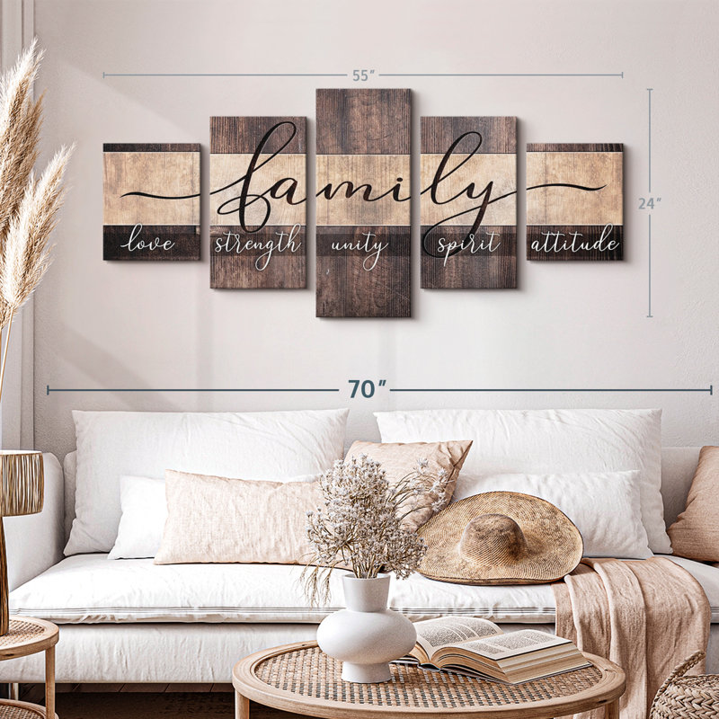 Family Qualities Typography Canvas Print, 24" H x 55" W x 1.25" D