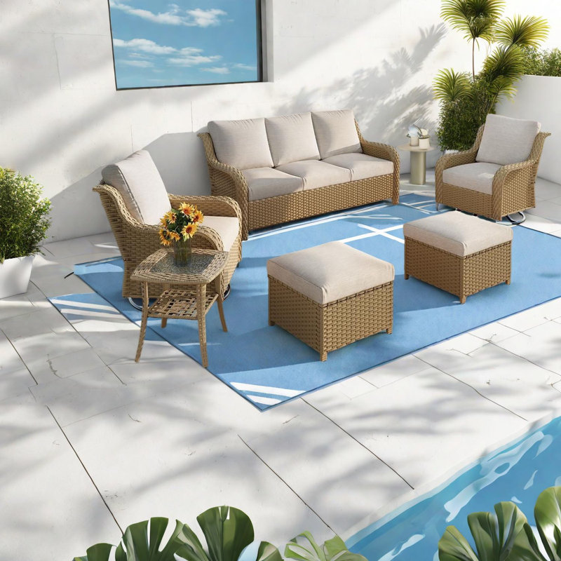 Morceaux de pièce en rotin moderne pour terrasse
