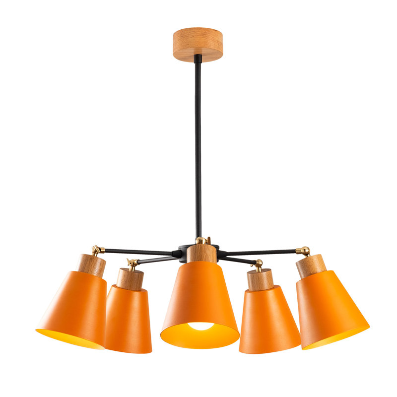 Luminaire suspendu conique à 5 lumières Seren, Orange
