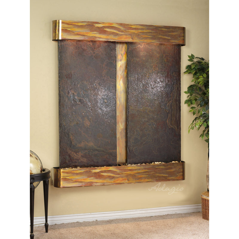 Cottonwood Falls Fountain with Light, Stainless Steel, Square, Rajah (multi-color)