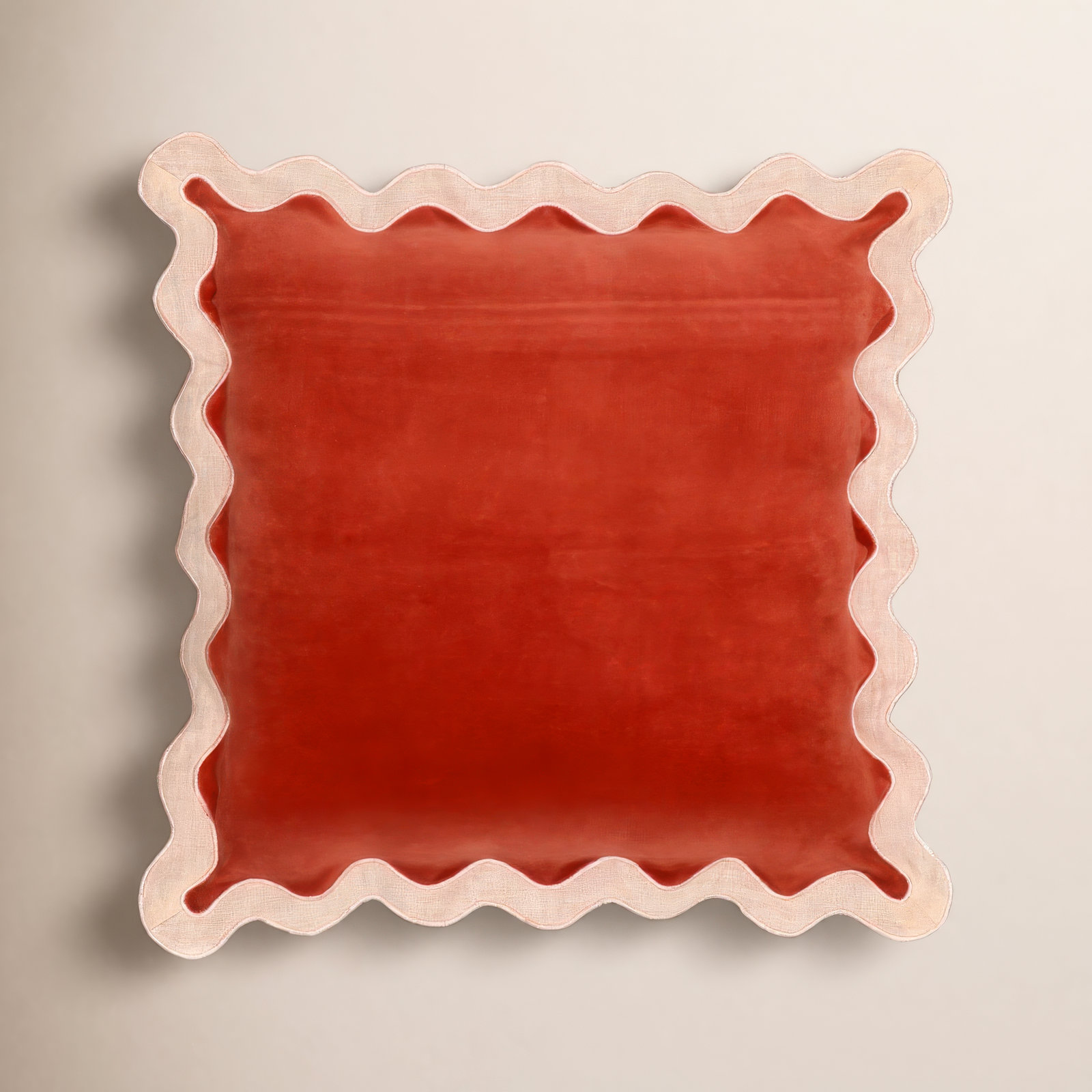Holloman Scalloped Throw Pillow, Cream/Rust