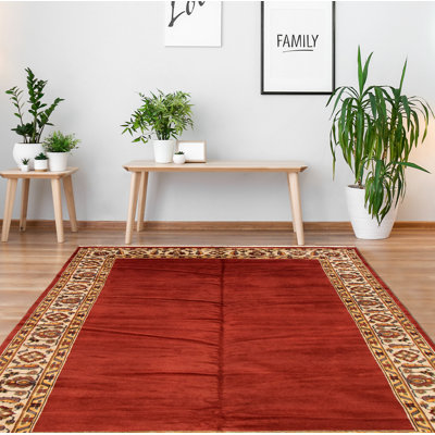 Tapis oriental rouge foncé en laine noué à la main Culley
