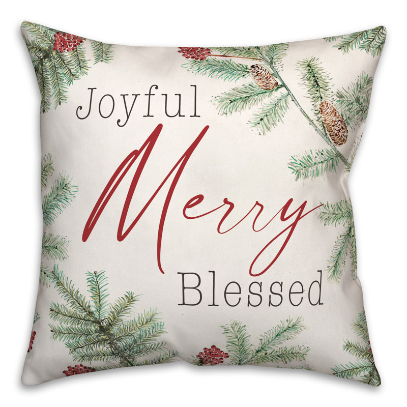 Coussin Joyful Merry Blessed, 20 po x 20 po