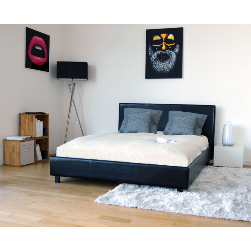 Nalani Upholstered Bed, Black, European Kingsize (160 x 200 cm)