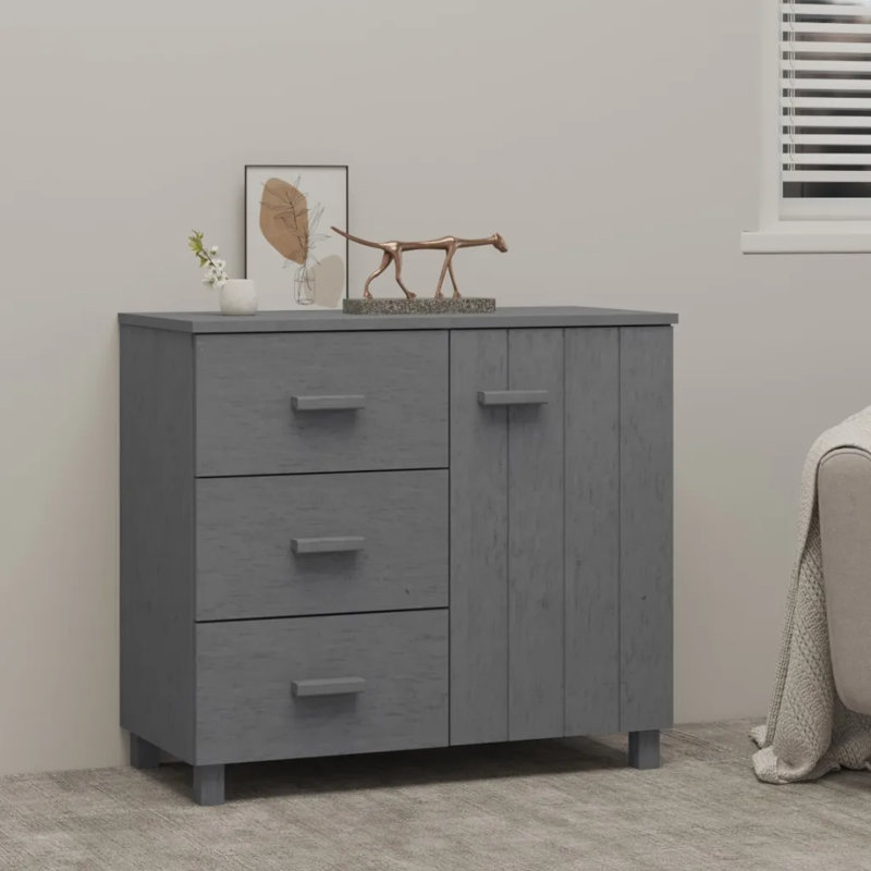 Haydyn 90cm Solid Wood Sideboard, Dark Grey
