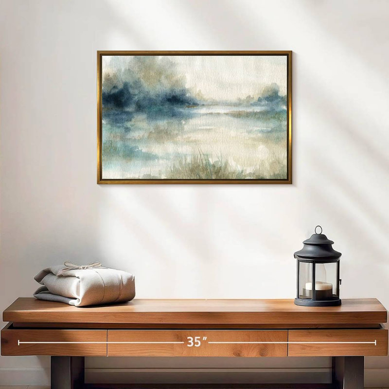 Still Still Waters II, Cadre flottant doré, 19 po x 13 po