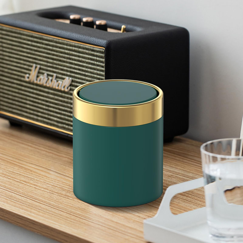 Petite poubelle de bureau avec couvercle, Vert foncé