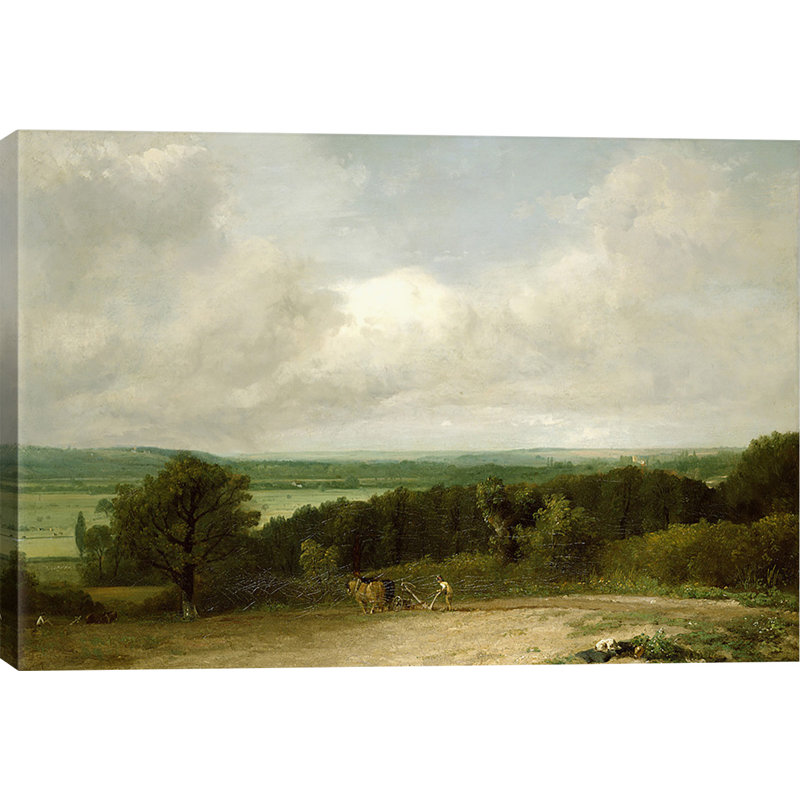 "Wooded Landscape With a Plowman", impression sur toile, H 12 po x l 18 po x P 1,5 po