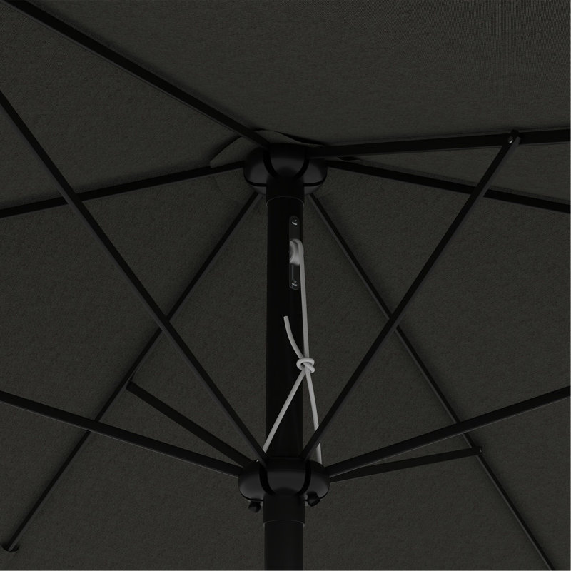 Parasol de table d'extérieur rectangulaire 6,5 pi x 10 pi avec manivelle et bouton poussoir inclinable, gris foncé