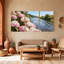 Hortensia, fleurs, rivière, paysage, nature, ensemble de 3 impressions sur toile-1927417549