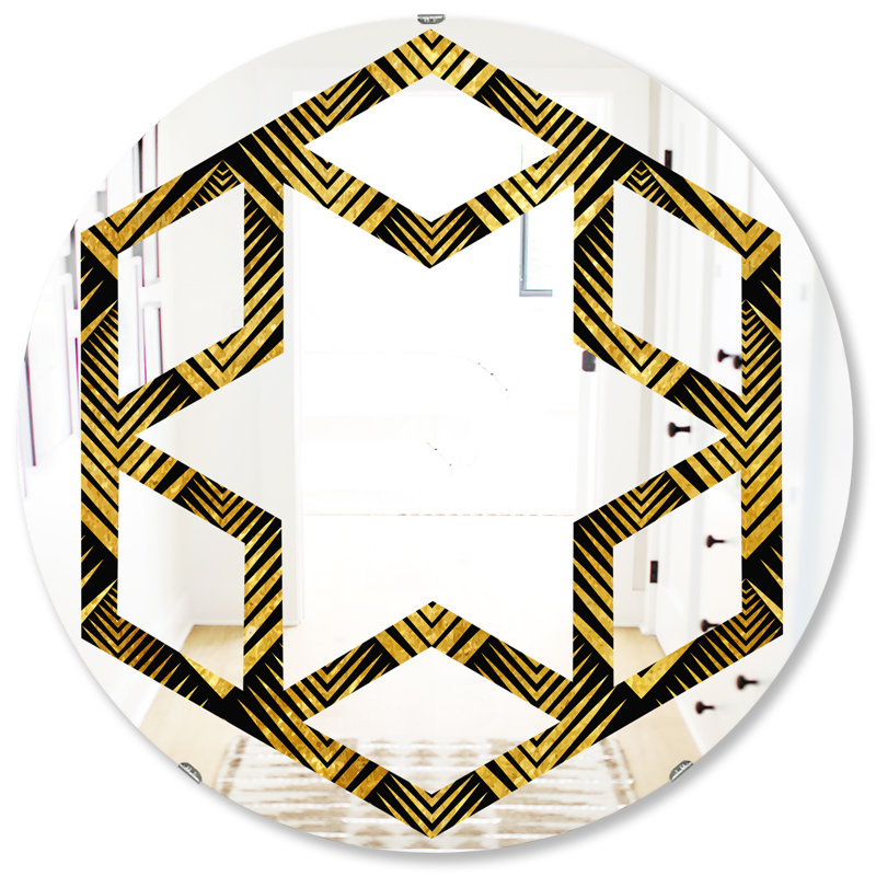 Miroir mural à motif glam hexagonal étoile art déco, 23,6 po x 23,6 po