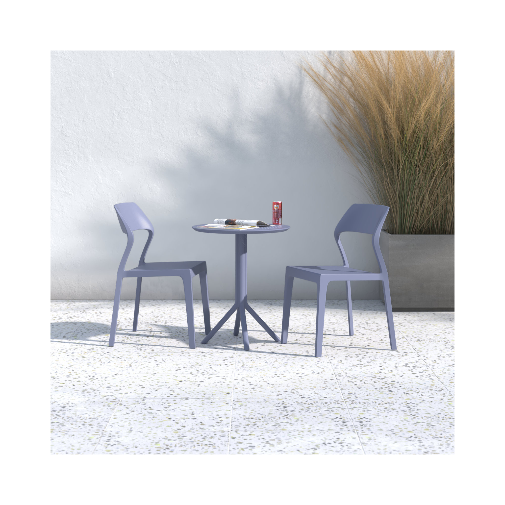 Farrah 24" Round 2 - Person Bistro Set with Armless Stacking Chairs, Dark Gray