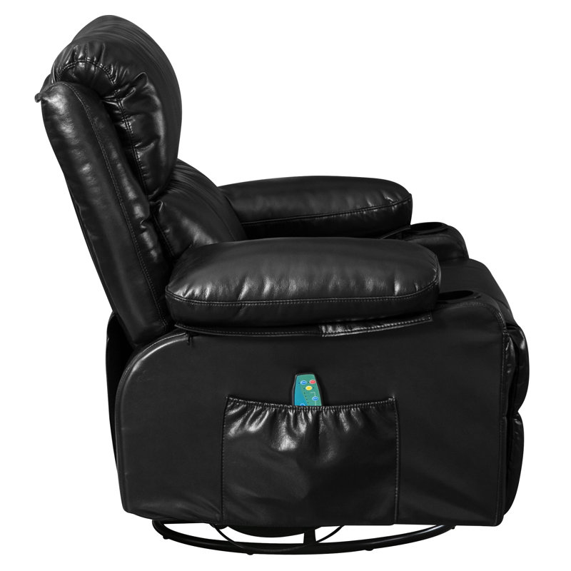 Fauteuil inclinable pivotant Leonie, Similicuir noir