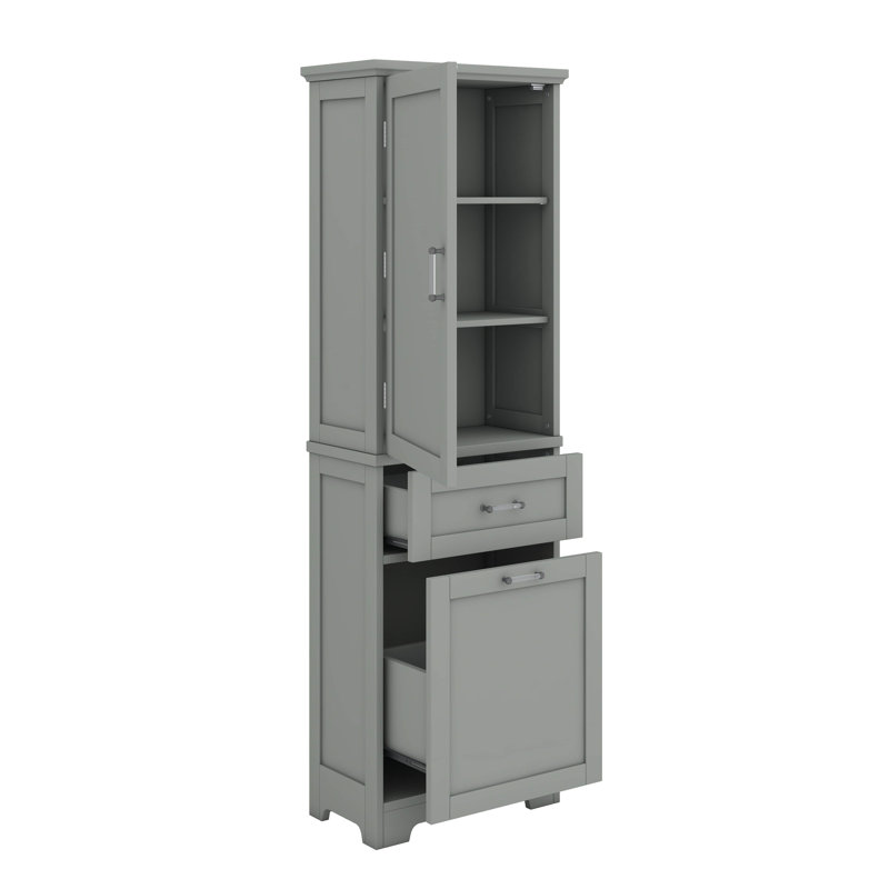 Armoire de rangement autoportante Lofty avec tiroirs de taille variable et tablette réglable, Gris